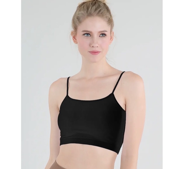 Nikibiki Tops - Nikibiki Black Seamless Cropped Camisole Spaghetti Strap Tank Top OS Made in USA